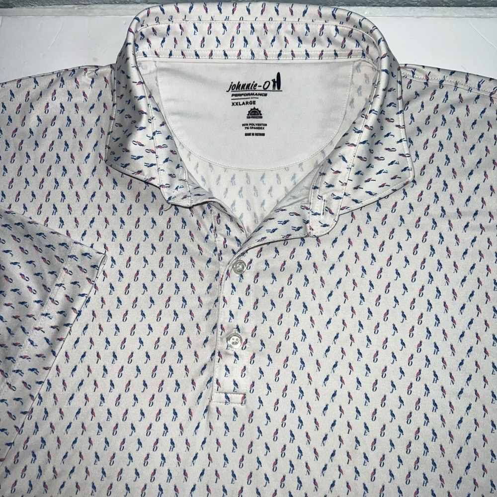Johnnie-O Featherweight Pin Up White Performance Polo Shirt Men's Size XXL